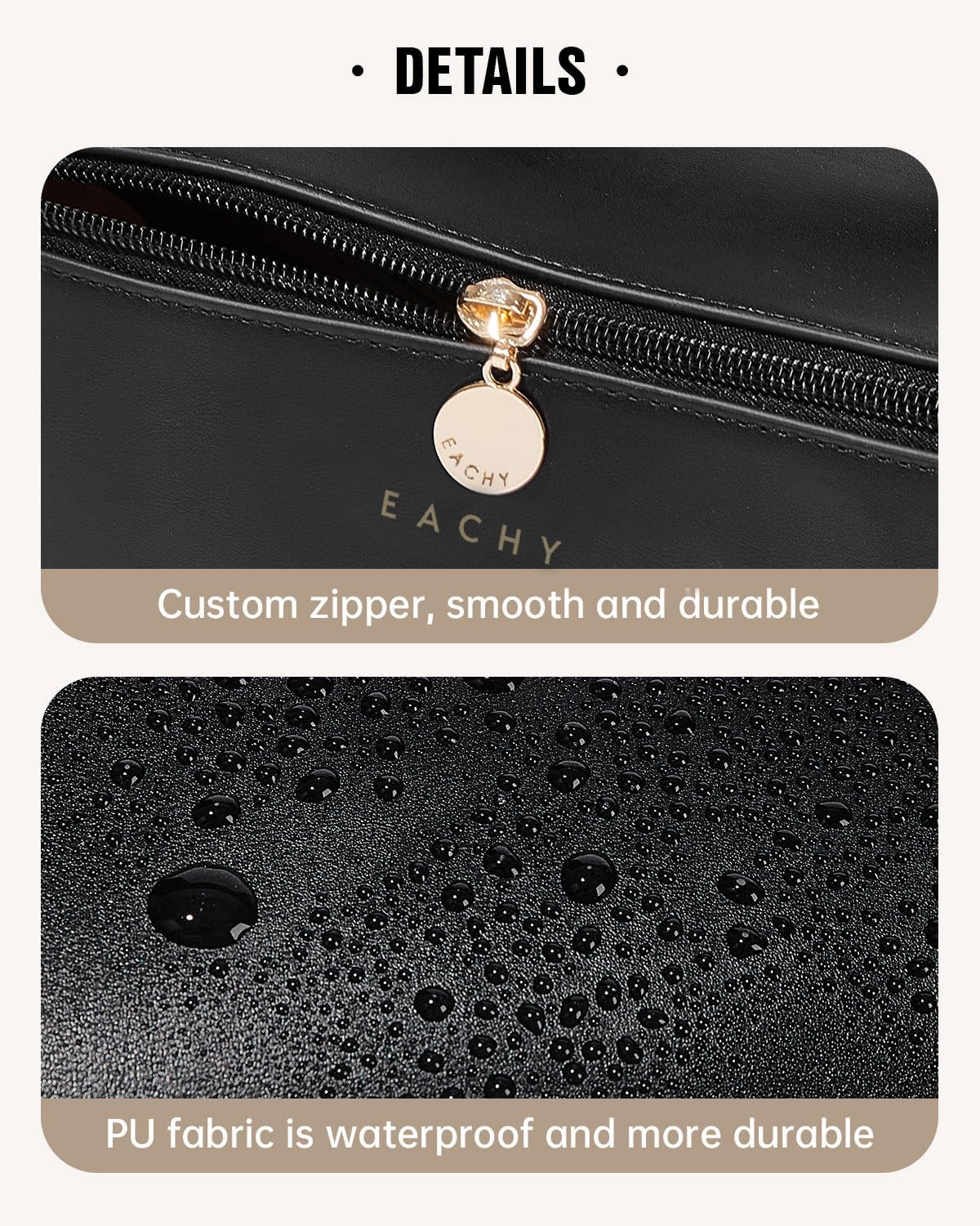 Thumbnail 4 de EACHY Travel Makeup Bag, Large Capacity Cosmetic Bag with Flat Open Design
