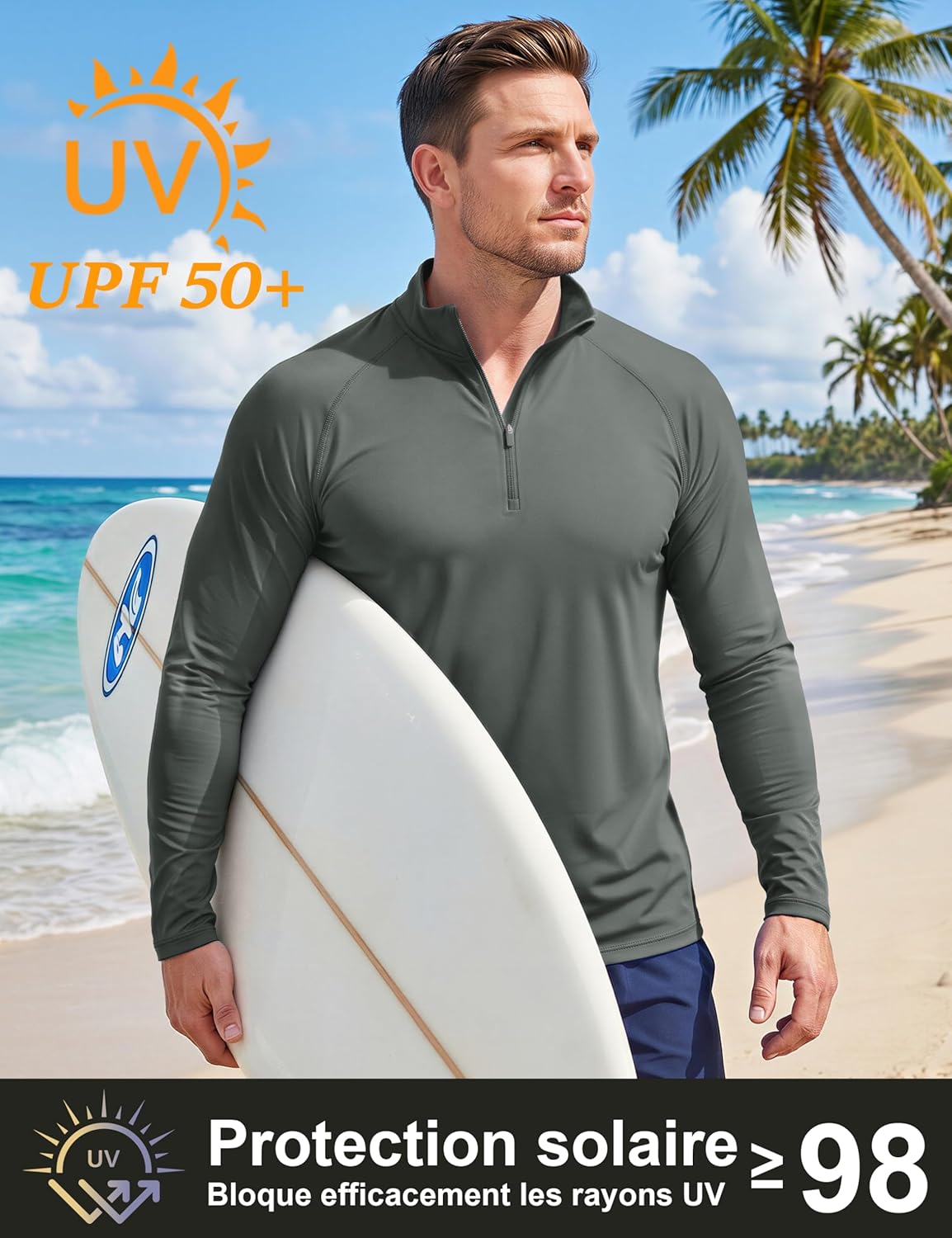 Thumbnail 3 de MAGCOMSEN T-Shirt manches longues homme à 1/4 zip anti-UV UPF 50+ (running & fitness)