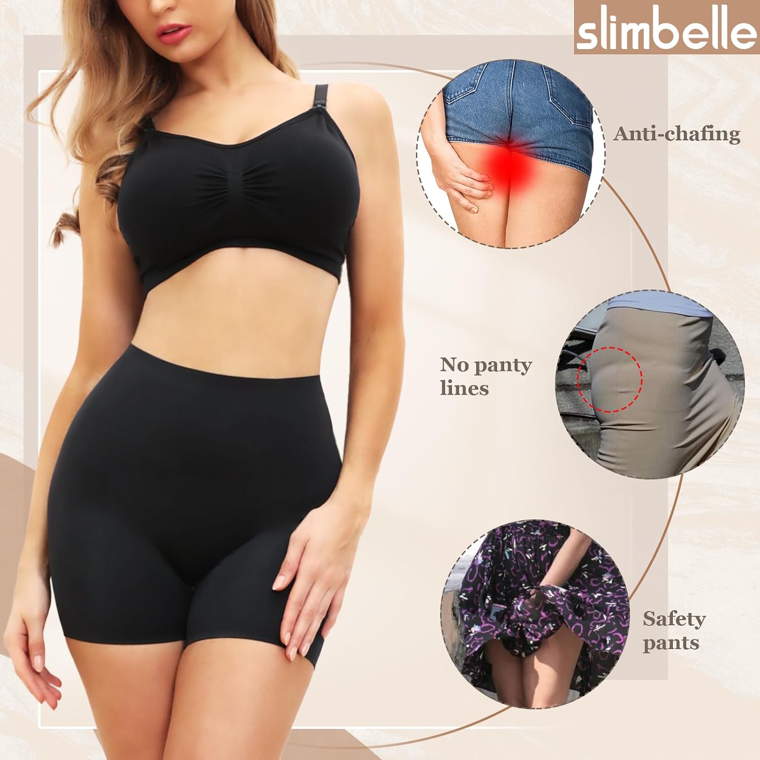 Detalle 2 de SLIMBELLE sömlösa undershorts för kvinnor med långa ben och stretch