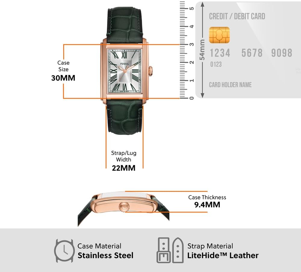Thumbnail 4 de Fossil Carraway da uomo: orologio al quarzo con tre lancette e cinturino in pelle o acciaio