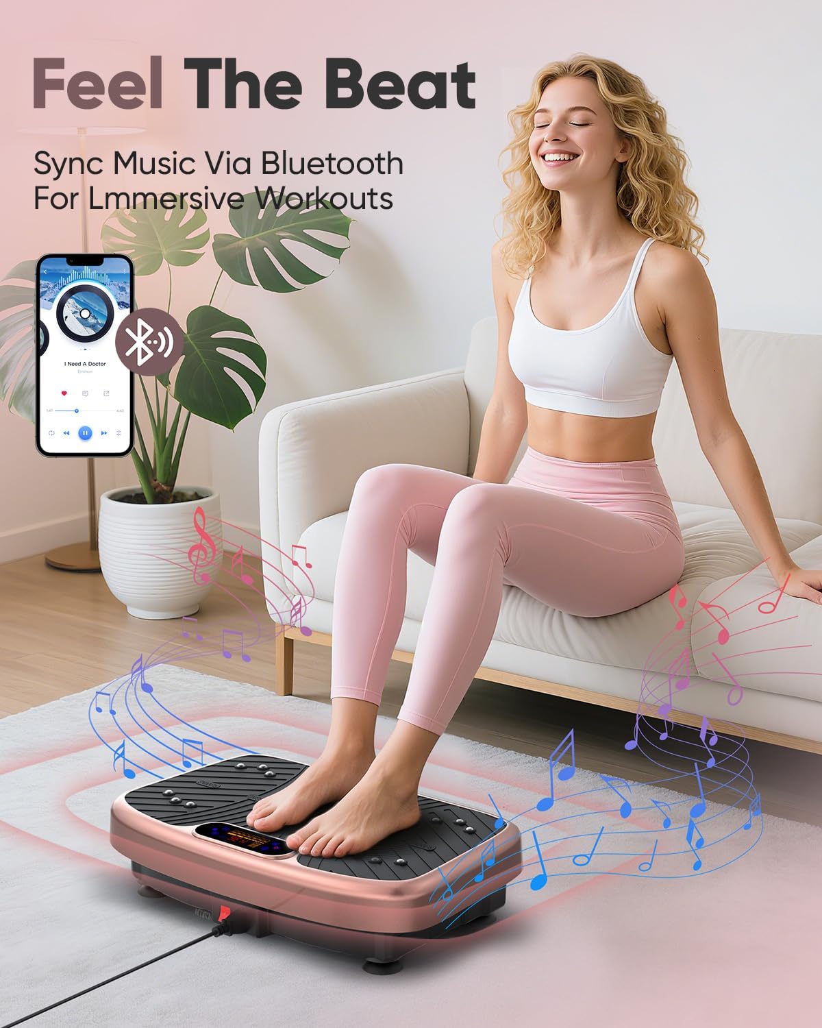 Detalle de WATEYA Vibration Plate Exercise Machine with 1–200 Speeds and Remote Control
