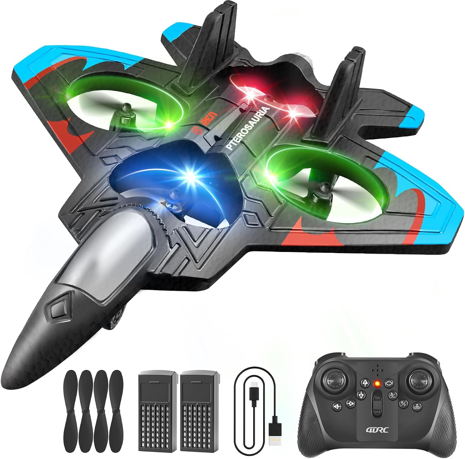 Detalle de 4DRC V32 Foam RC Airplane with LED Lights, 360° Flips and Stunt Rolls