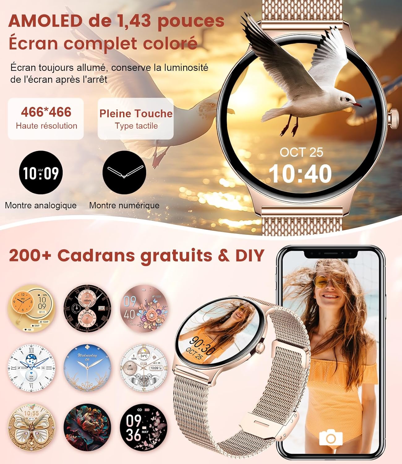 Thumbnail 5 de Montre Connectée Femme Smartwatch Sport 1,32'' AMOLED Ultra-Fin — Santé féminine, 100+ modes et Bluetooth