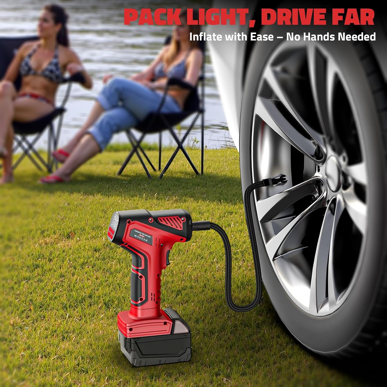 Thumbnail 3 de DIYtoolifz 150PSI Cordless Tire Inflator (Bare Tool) with LCD & LED — Compatible with Milwaukee 18V Batteries