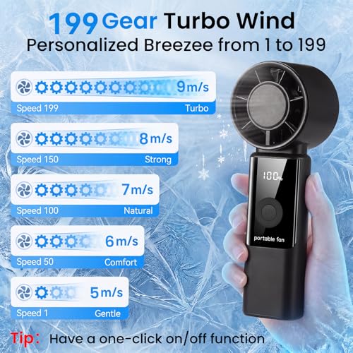 Thumbnail 3 de Phimke Portable Handheld Fan — High Speed 3-in-1 Foldable USB Rechargeable (Black)