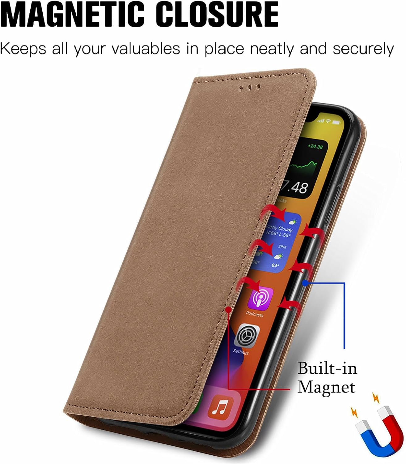 Thumbnail 1 de Cracedily Wallet Flip Leather Case for Nothing Phone 2A (Plus) with Card Slots, Magnetic Closure and Kickstand