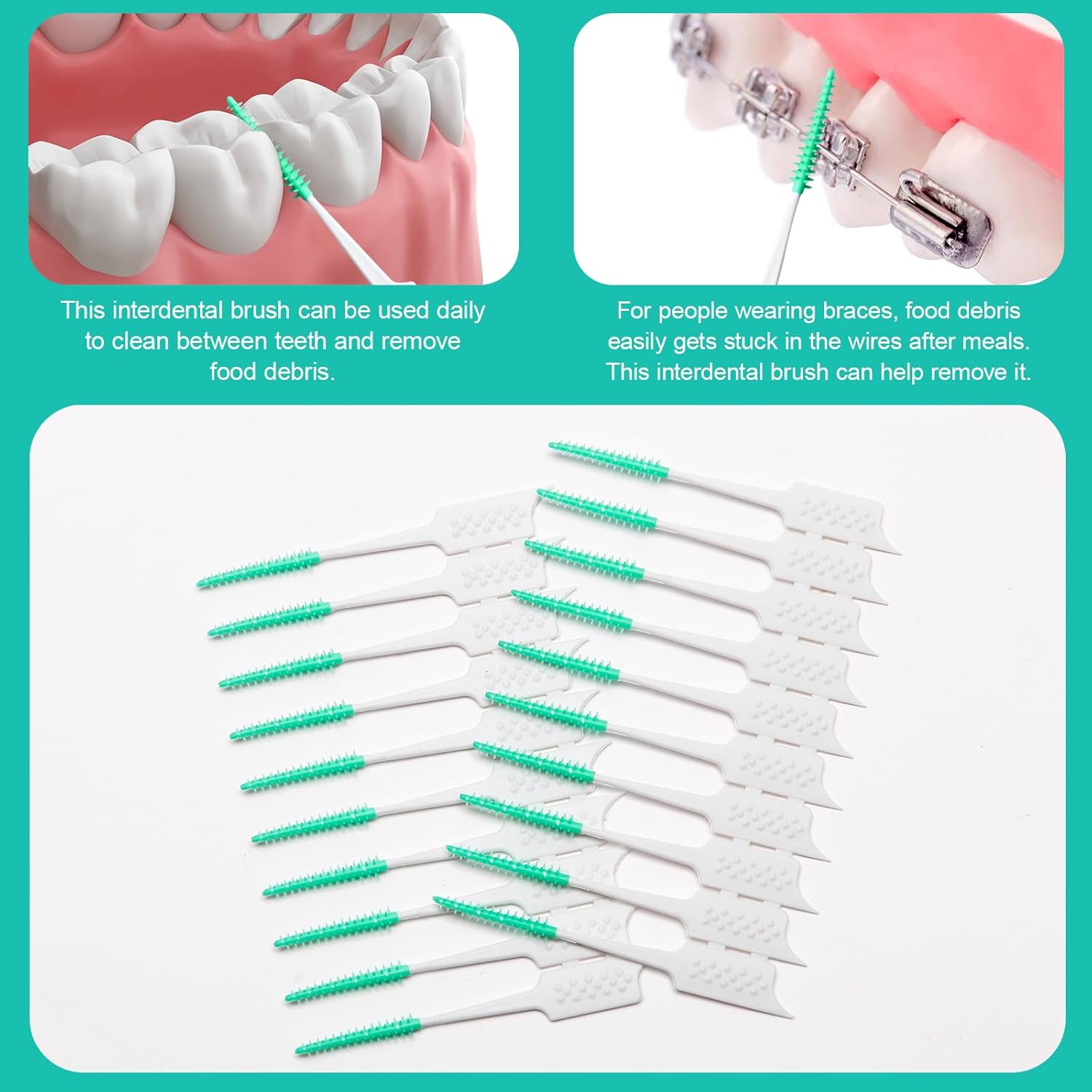 Detalle 2 de ACSKD 300-Piece Interdental Brushes with Silicone Head – Braces Care Set