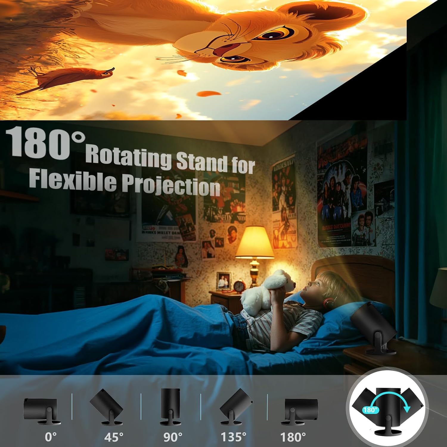 Thumbnail 4 de AKIYO O2 Proiettore Portatile 4K 1080P Wi‑Fi 6 Bluetooth 5.4 rotabile 180° dual control