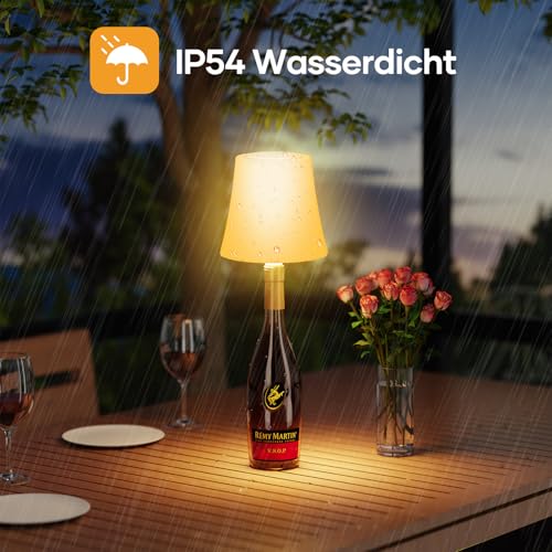 Detalle de Suright Flaschenlampe Aufsatz LED Aufladbar – 3 Farbtemperaturen + 9 RGB-Farben, IP54, USB-C