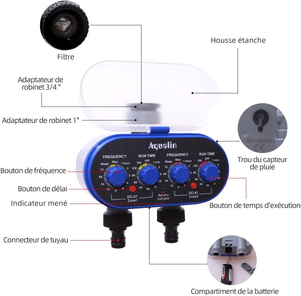 Detalle 2 de Aqualin Timer con valvola a Sfera per Sistema di irrigazione Automatico ed elettronico