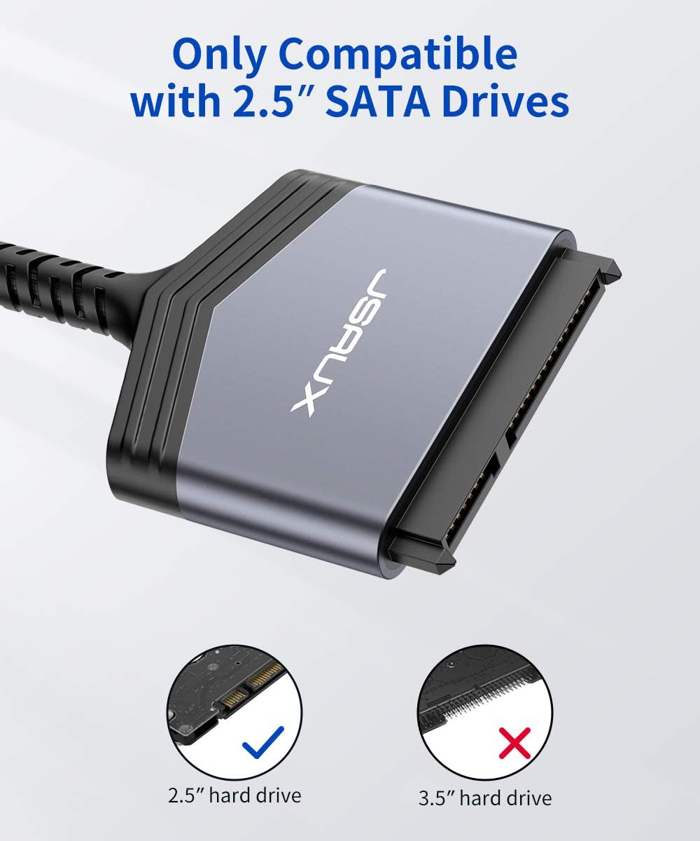 Thumbnail 1 de JSAUX SATA to USB C Cable: 2.5” SATA SSD/HDD External Converter (USB-C 3.1) – Aluminium Shell
