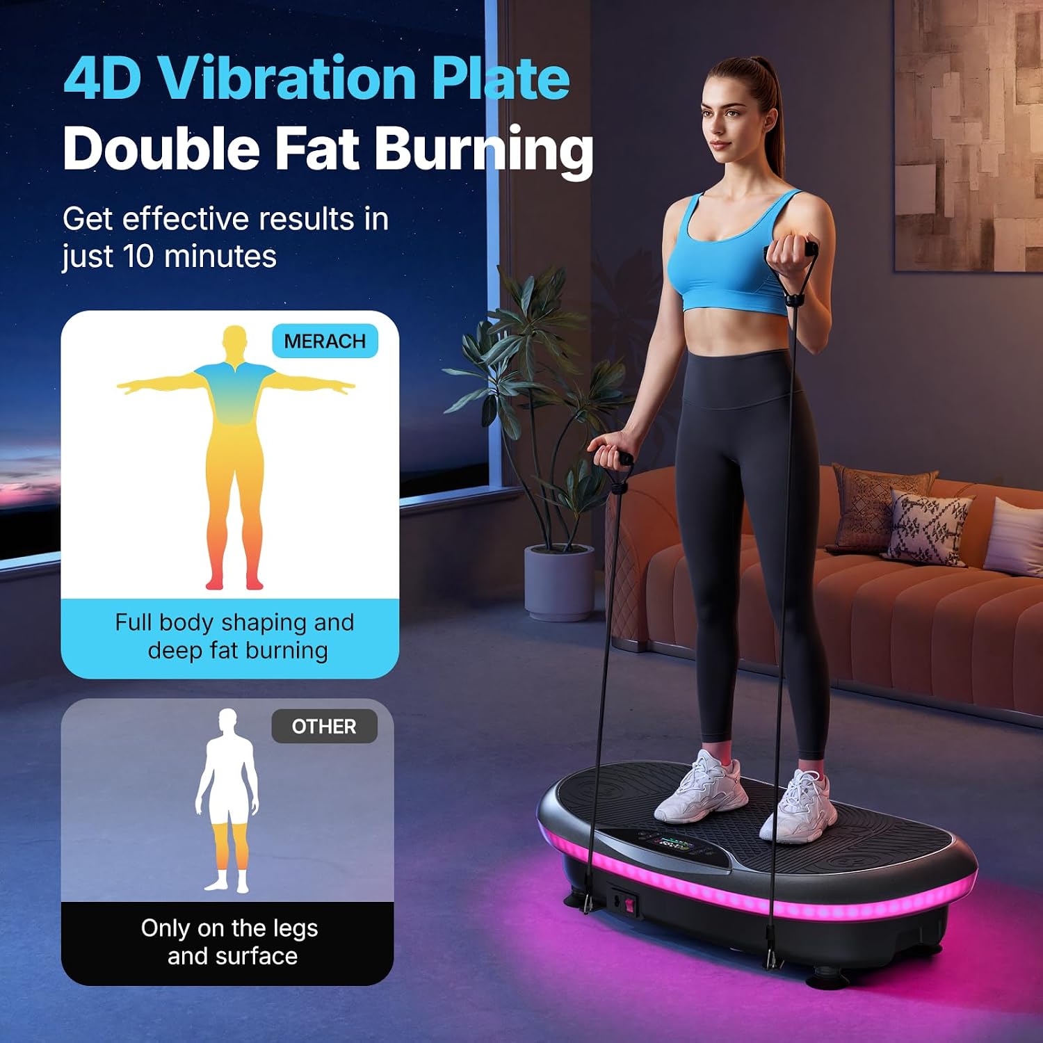 Detalle de MERACH 4D Vibration Plate: Full‑Body Toning at Home