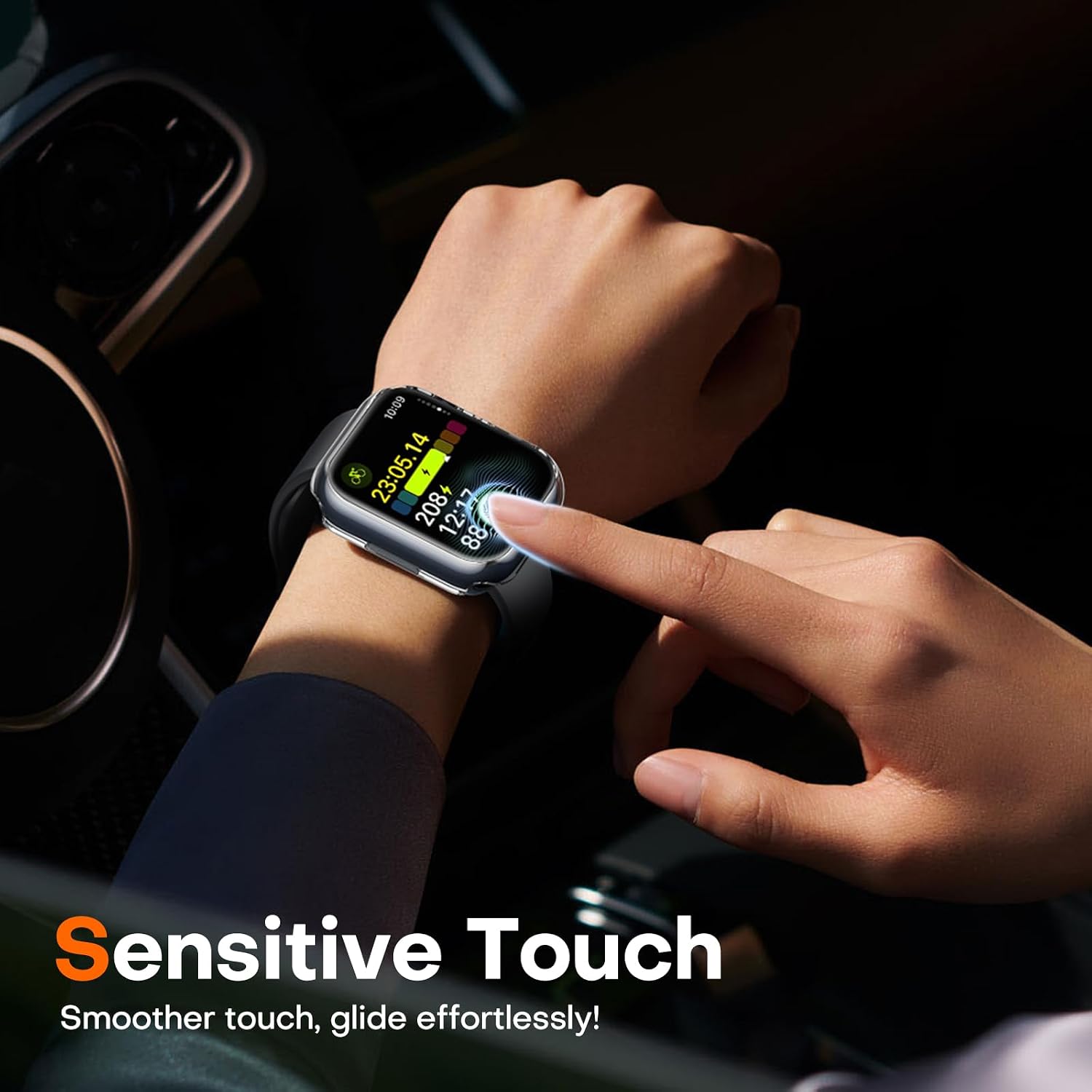 Thumbnail 3 de TAURI 2 Pack Hard Case for Apple Watch 45mm Series 9/8/7 with 9H Tempered Glass Screen Protector