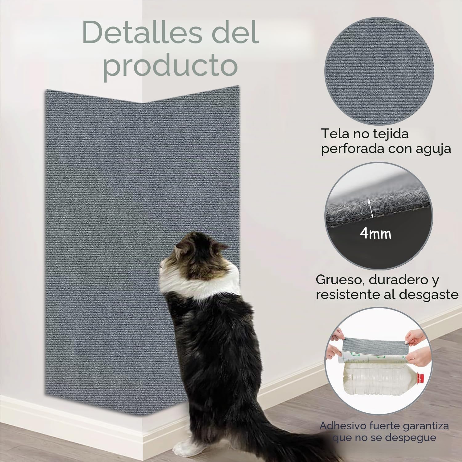 Thumbnail 4 de Xynovate Alfombra Rascador para Gatos: Tapete Autoadhesivo Flexible para Rascar y Proteger Muebles