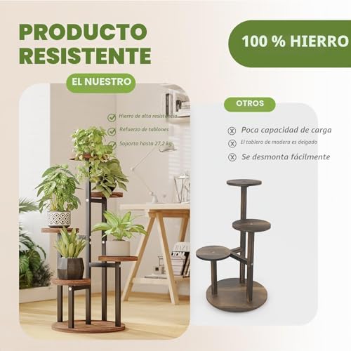 Thumbnail 5 de Bamworld — Soporte para plantas de madera de 5 niveles (escala para flores) para interior y exterior