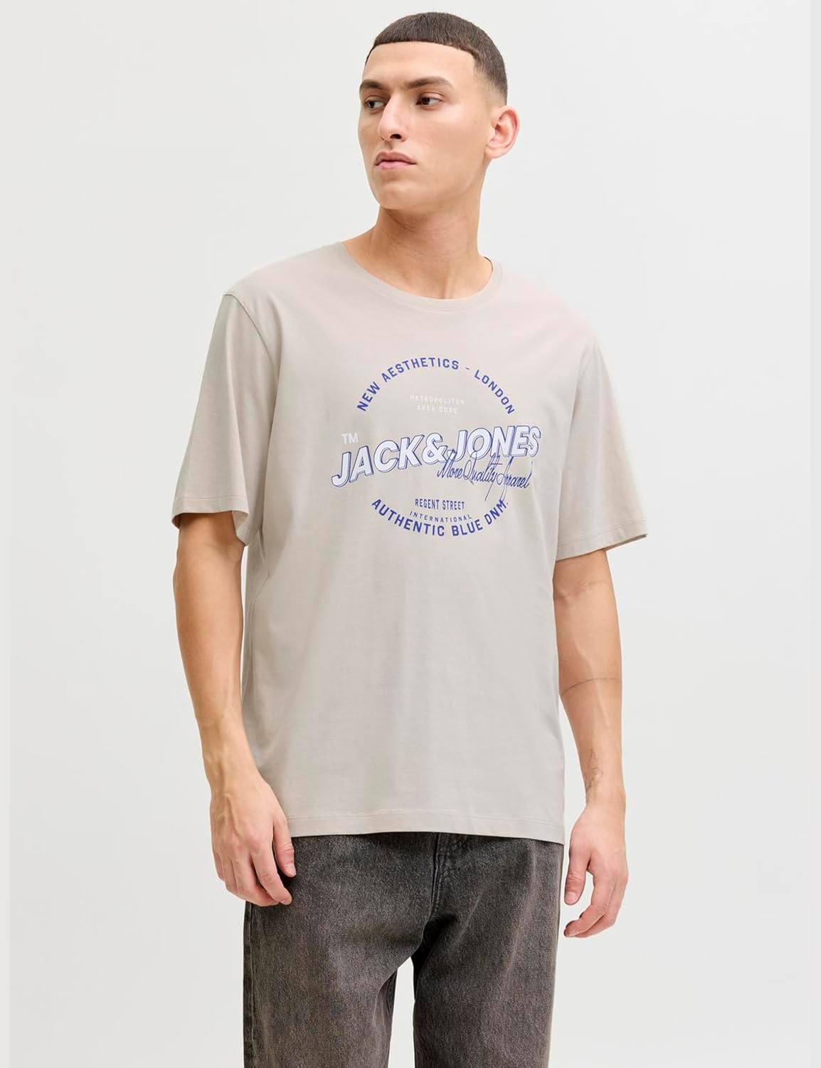 Detalle de JACK & JONES Herren Jjelogo Tee SS O-Neck – 2 Farben, 1er Pack