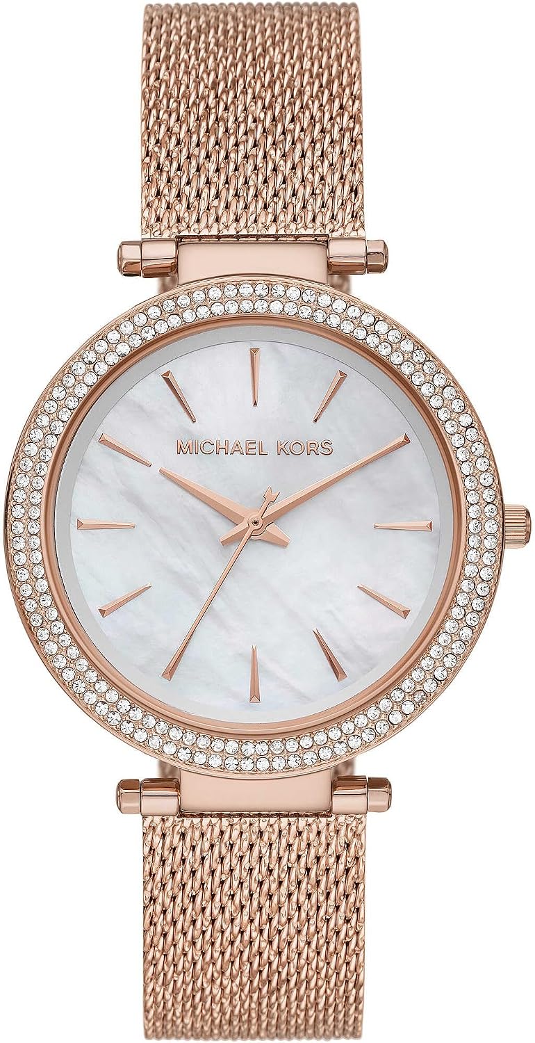 Detalle de Michael Kors Darci Damenuhr – Roségold, Edelstahlarmband, 39 mm