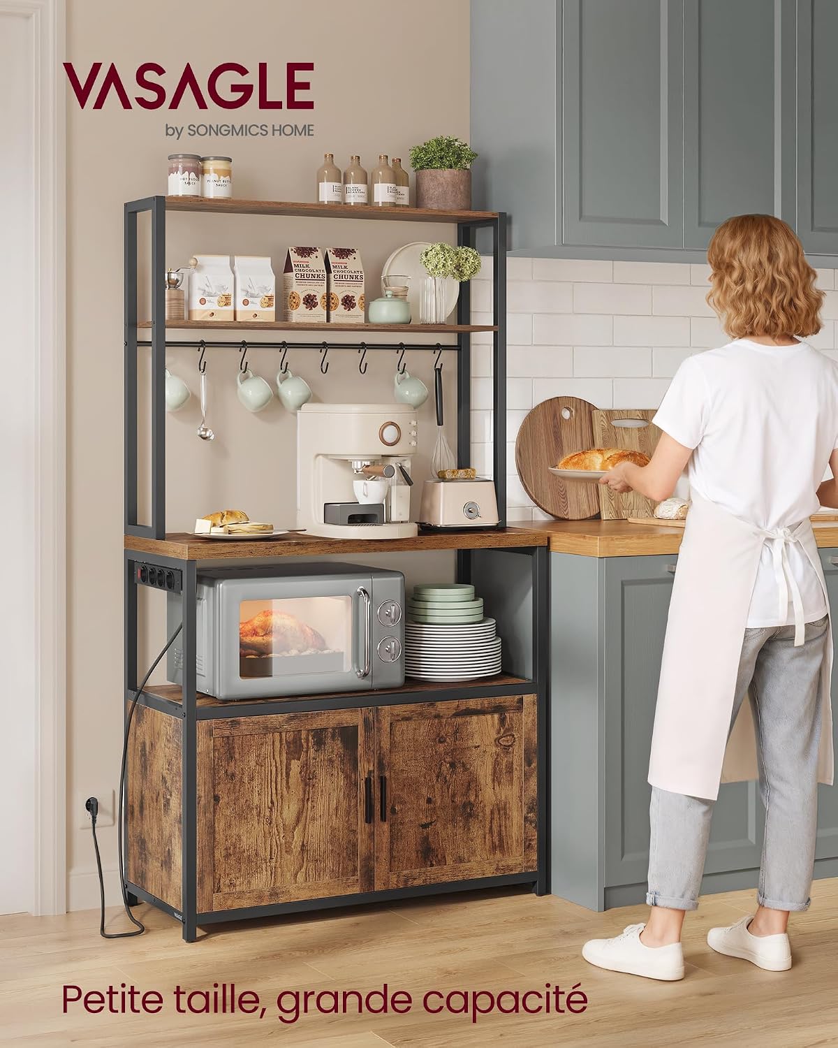Detalle 2 de VASAGLE KKS059KD02 étagère cuisine 90 cm