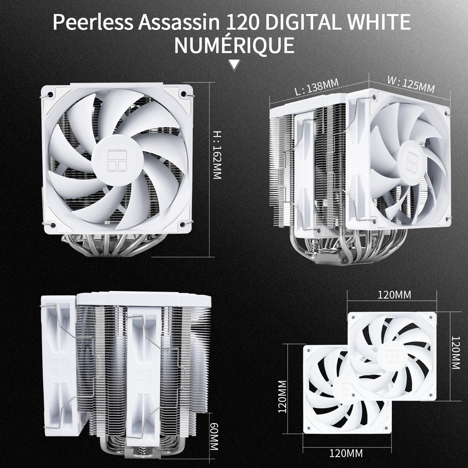Thumbnail 6 de TR Peerless Assassin 120 Digital White – Dual 120 mm PWM Kühlung mit ARGB-Digitalanzeige