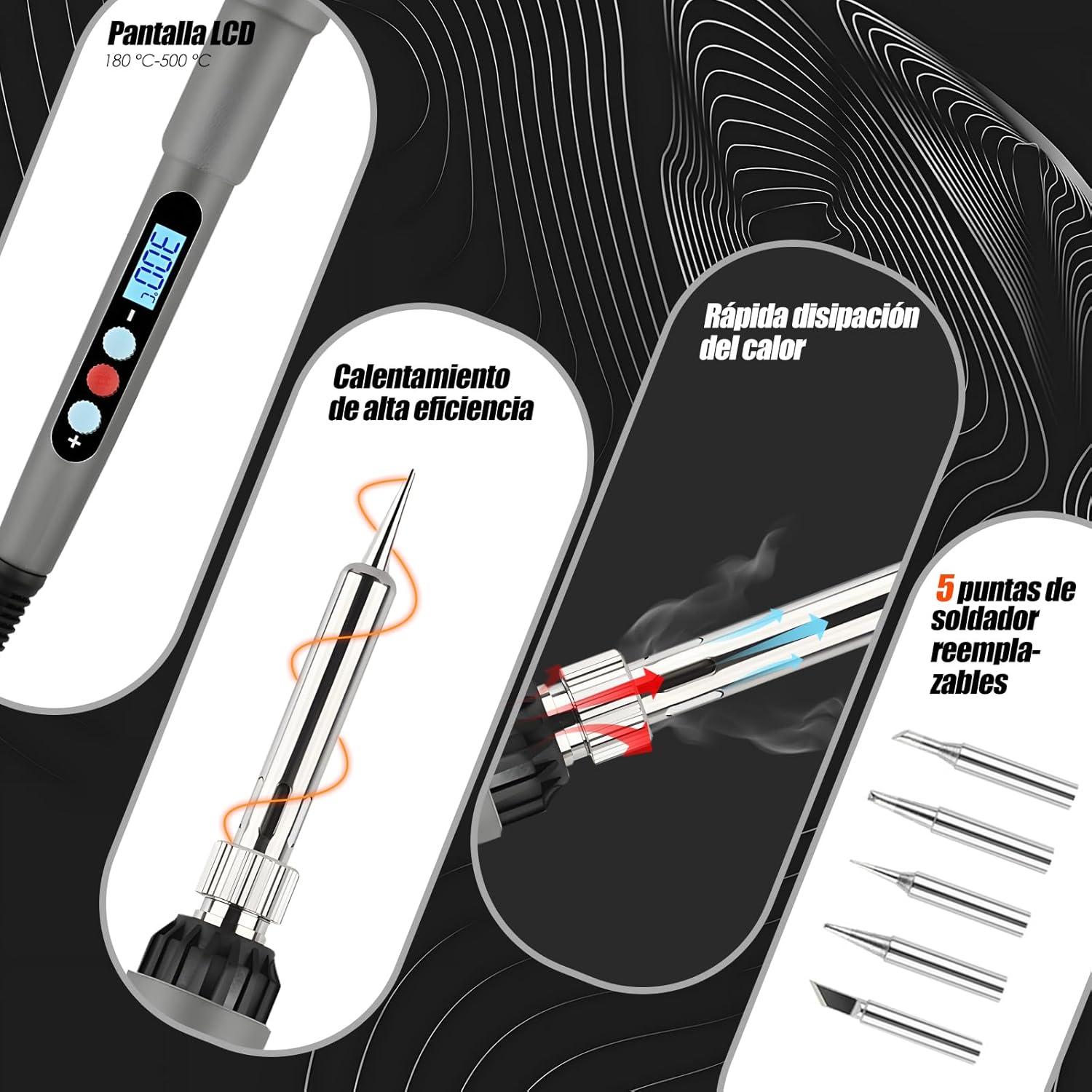 Thumbnail 4 de Kit soldador 60W temperatura ajustable 180–500°C