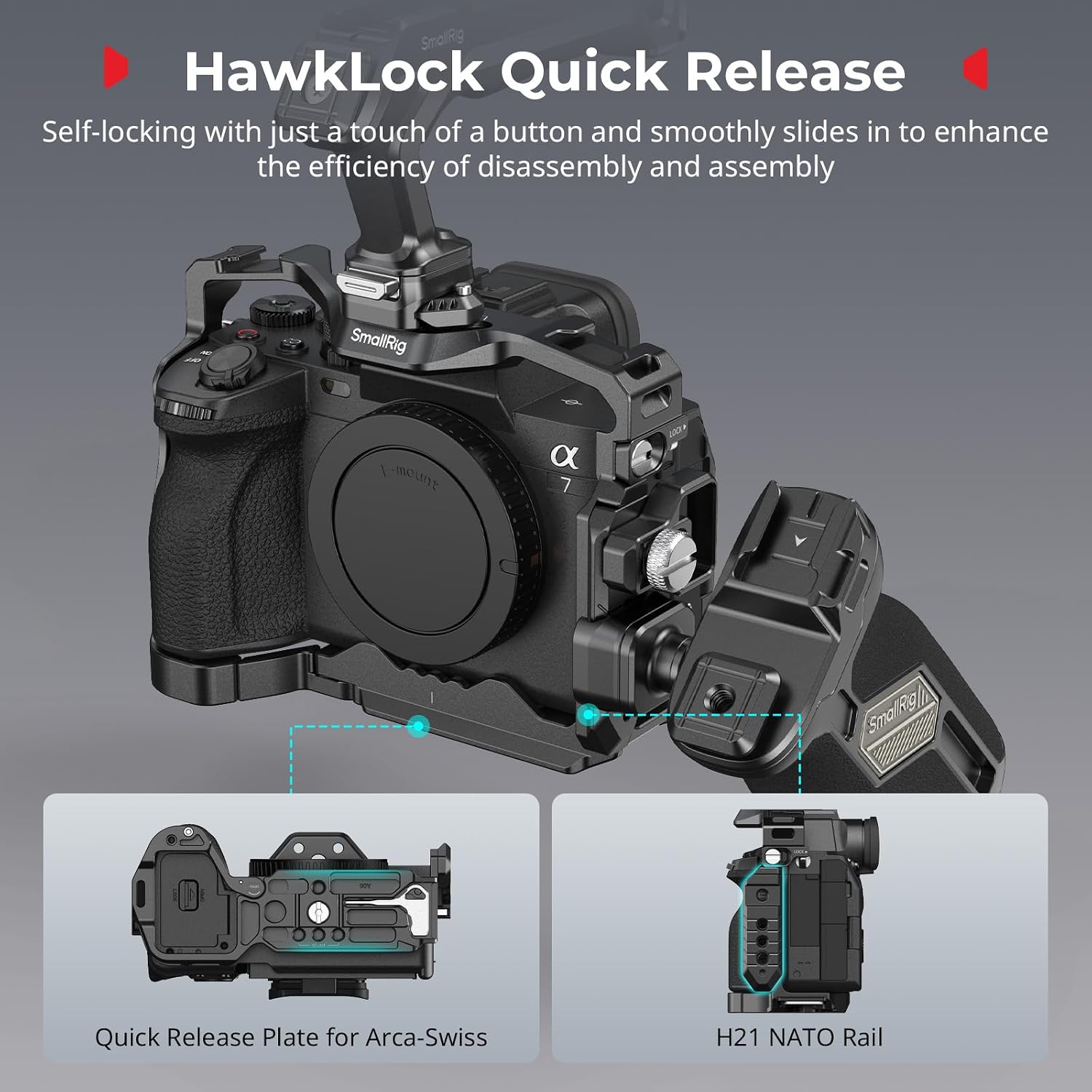 Thumbnail 5 de SMALLRIG HawkLock Quick Release Cage Kit for Sony Alpha A7 V / A7R V / A7 IV / A7S III