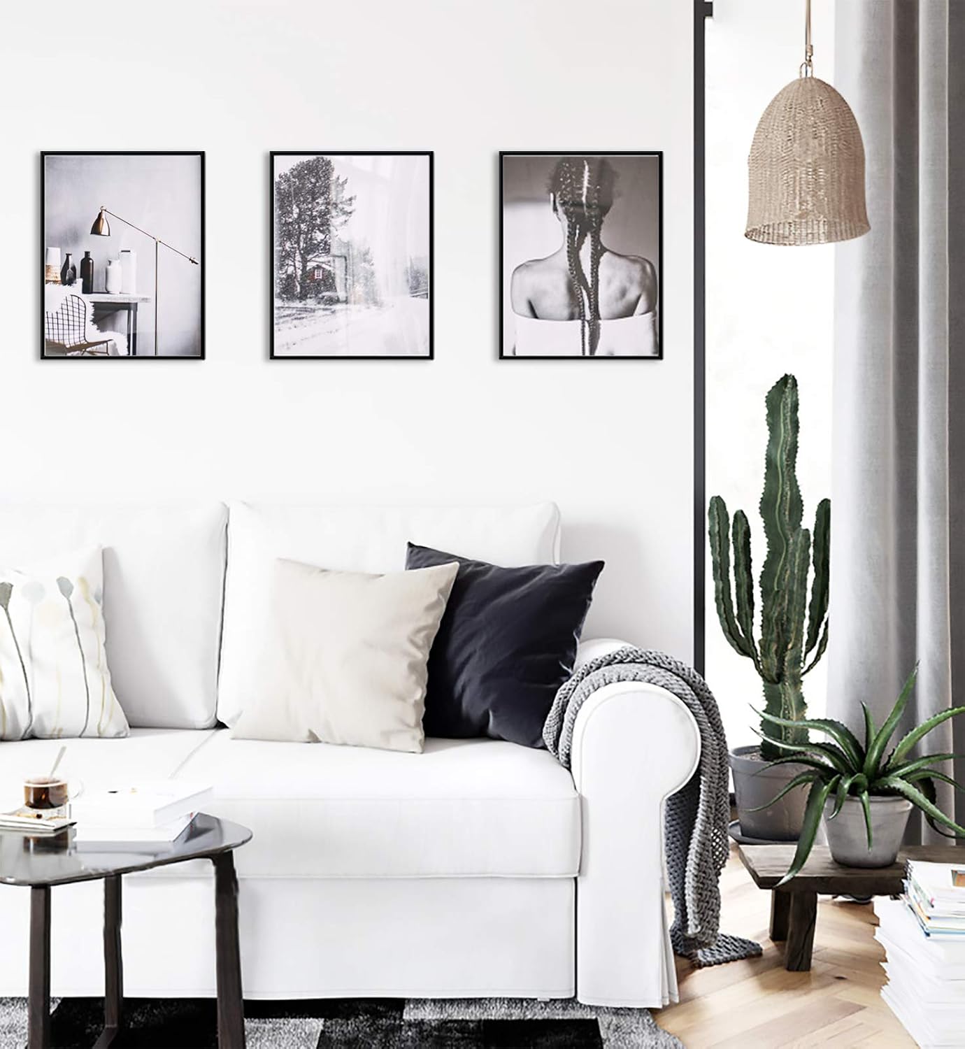 Thumbnail 3 de YEEPHAN Bilderrahmen A3 Schwarz – 3 Stück, Massivholz mit Kunststoffglas, Wandmontage