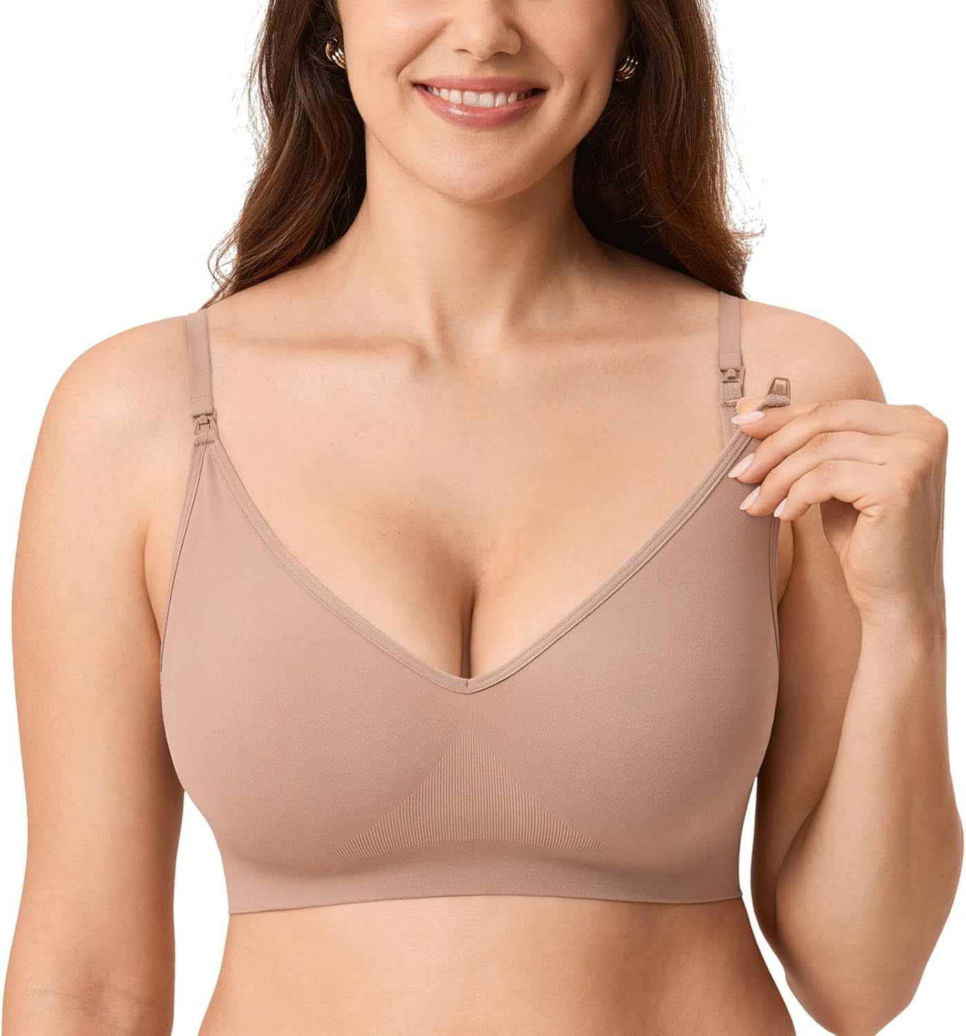 MOMANDA soutien-gorge d’allaitement sans couture sans armatures grande taille, col en V