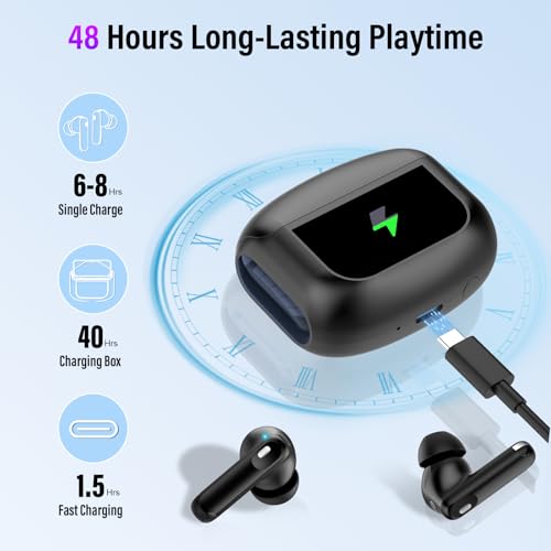 Detalle de Thunelec Auriculares Inalámbricos con Pantalla Táctil, ANC+ENC, Bluetooth 5.4 y IP7