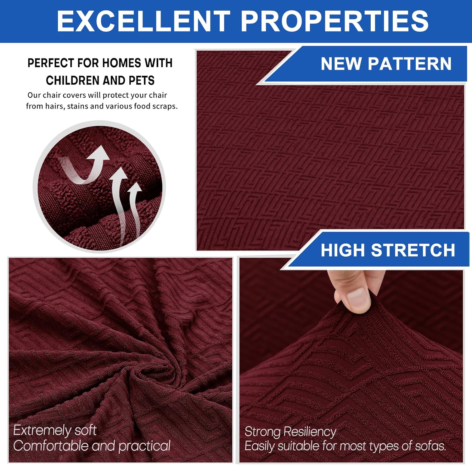 Thumbnail 2 de Ystyle lot de 6 housses de chaise extensibles pour salle à manger, rouge