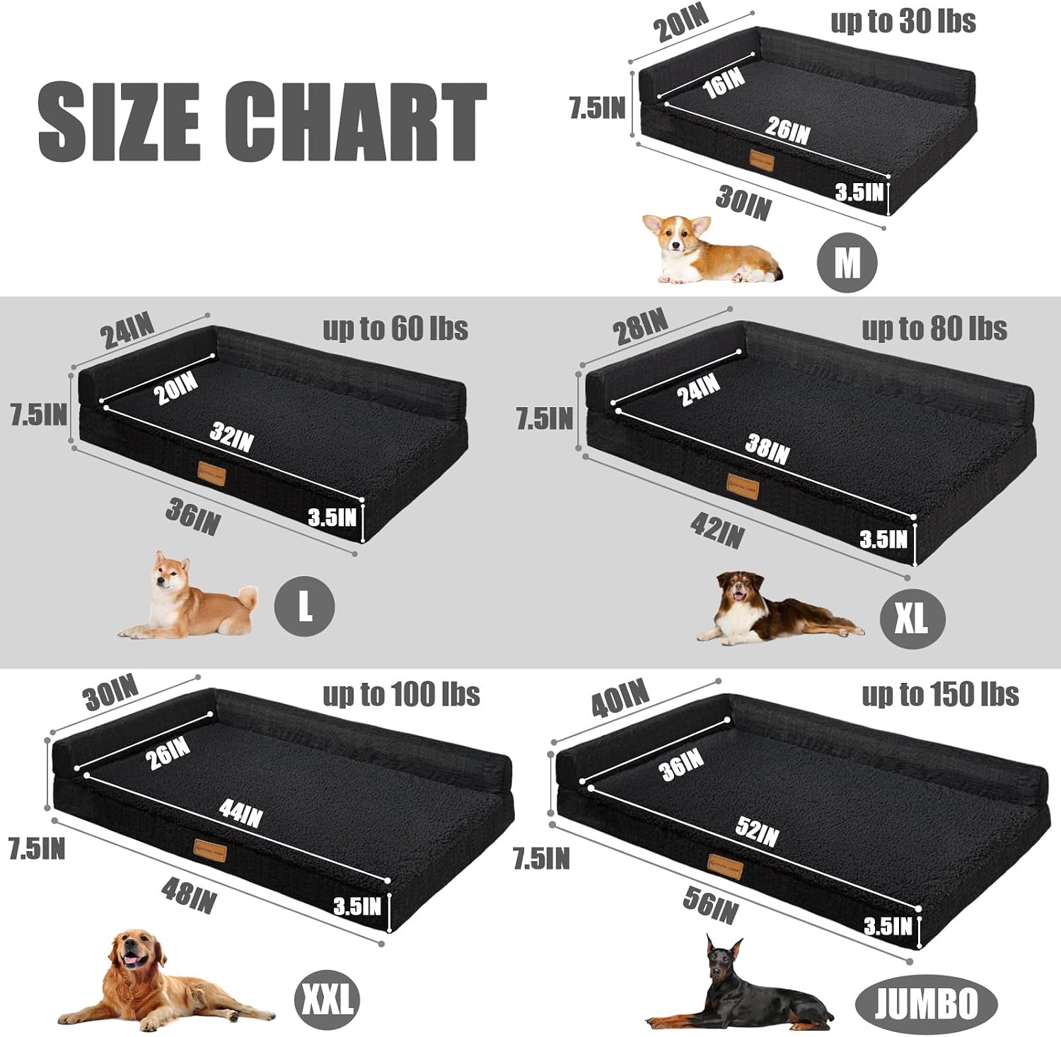 Detalle 1 de Patas Lague JDM-L-HEI56b Orthopedic Dog Bed, 56 x 40-Inch Egg-Crate Foam
