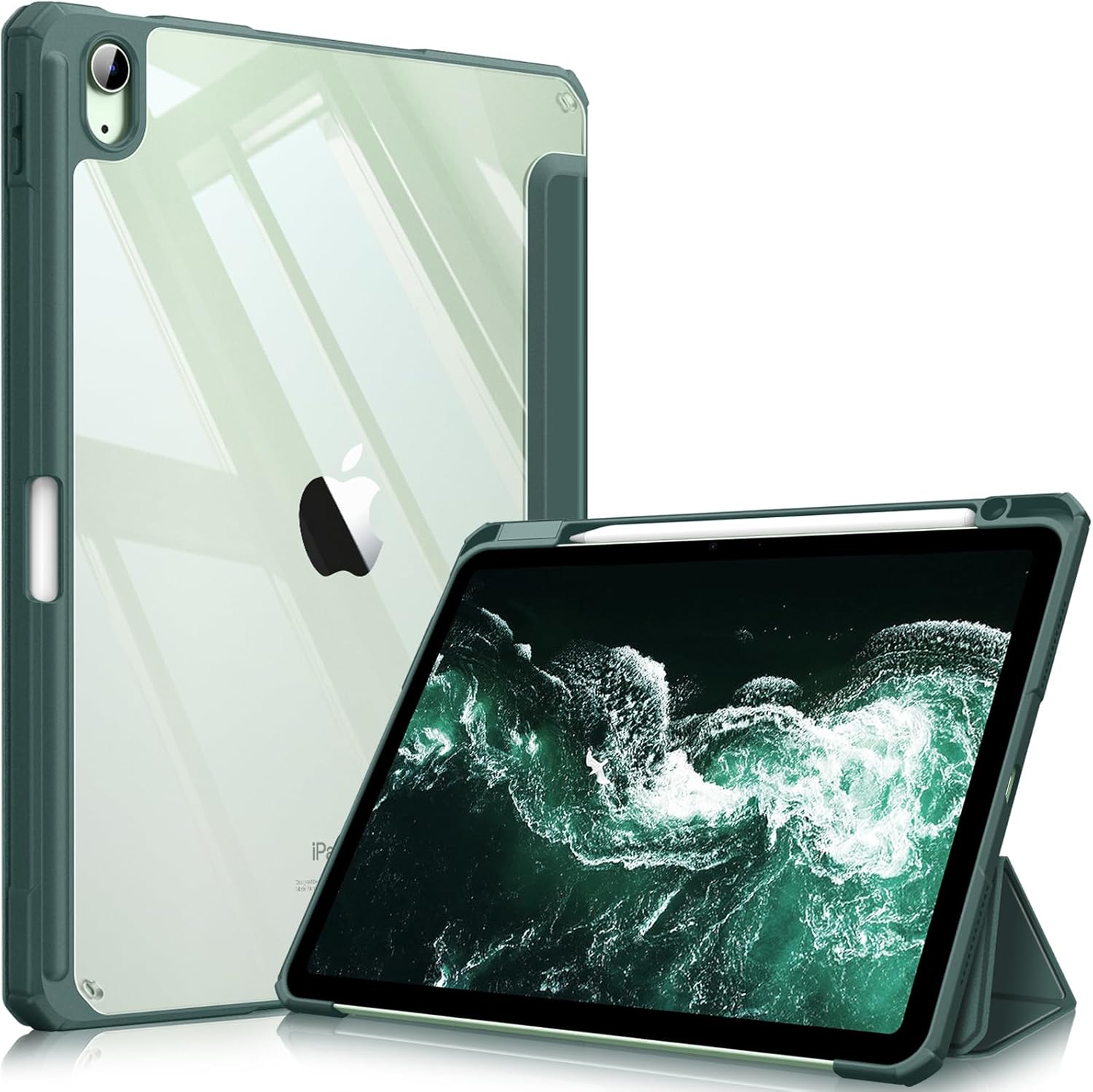 Detalle de Fintie Hybrid Hülle für iPad Air 11 Zoll (M4/M3/M2) & iPad Air 4/5 10,9 Zoll – dunkelgrün, mit Stifthalter
