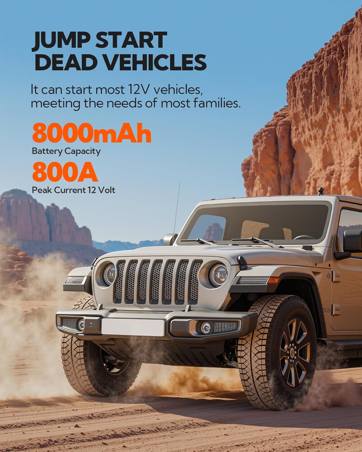 Thumbnail 1 de EBOSSOM Booster Avviamento Auto Spark JC8 da 8.000 mAh con compressore aria portatile e kit 7 in 1