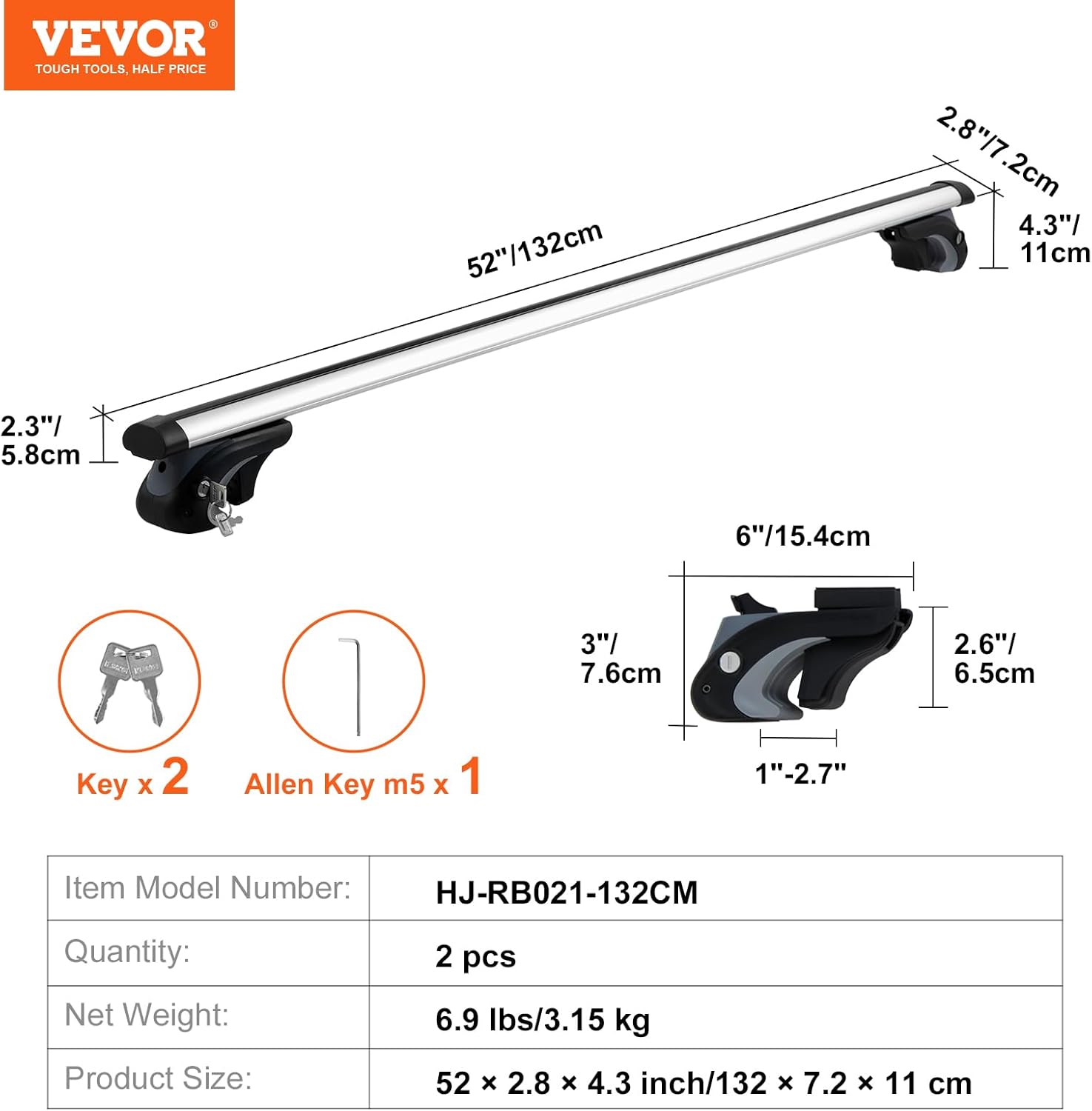 Thumbnail 6 de VEVOR Barre Portapacchi Alluminio 90 kg