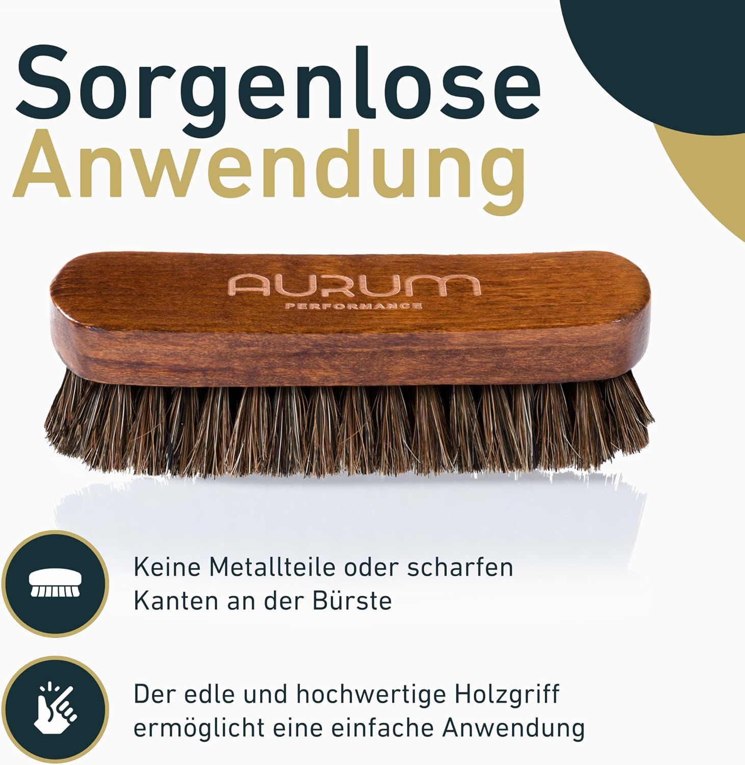 Detalle de Aurum-Performance Lederbürste für Auto & Cabrio-Verdeck – weiche Naturborsten für Glattleder, Kunstleder und mehr