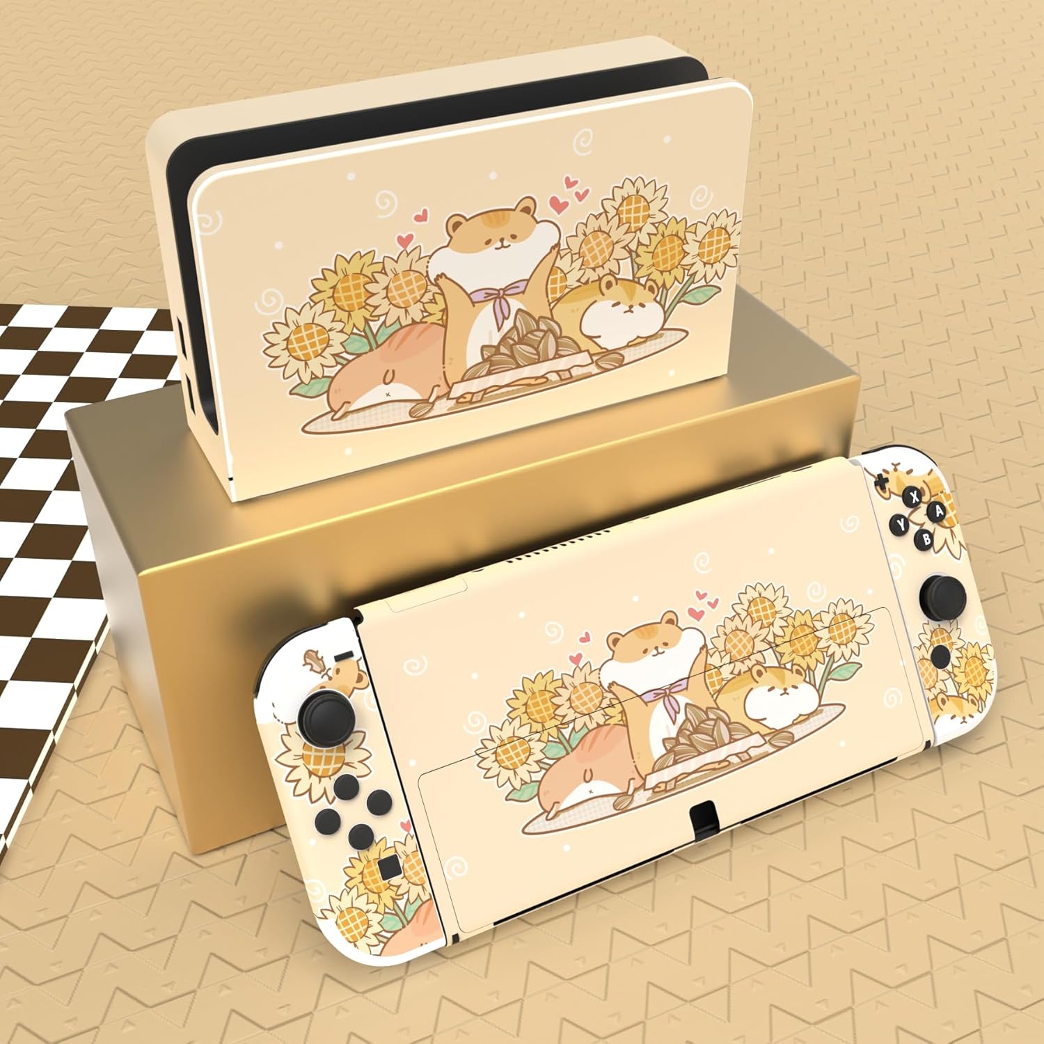 Thumbnail 1 de PlayVital Full Set Protective Stickers for Nintendo Switch OLED – Hamster & Sunflower