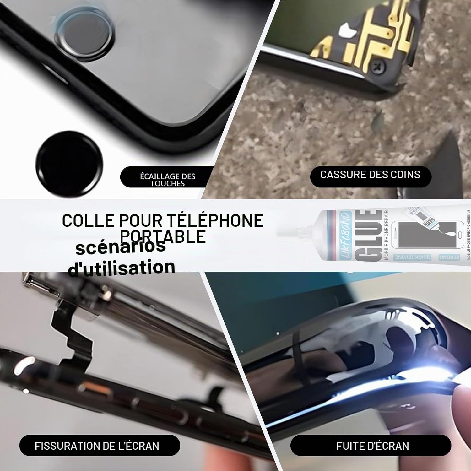Thumbnail 4 de LIKFCBOND 2 Pièces 15ML Colle Écran Smartphone – Kit réparation précis et flexible