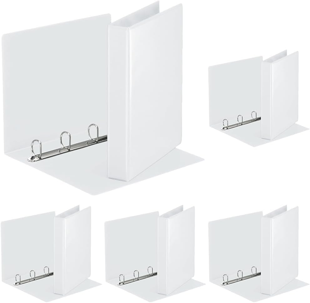 Detalle 2 de Esselte ESSENTIALS Panorama Binder: Raccoglitore a 4 anelli D, 280 fogli, bianco, tasche esterne - 26.6 x 31.9 x 5.1 cm