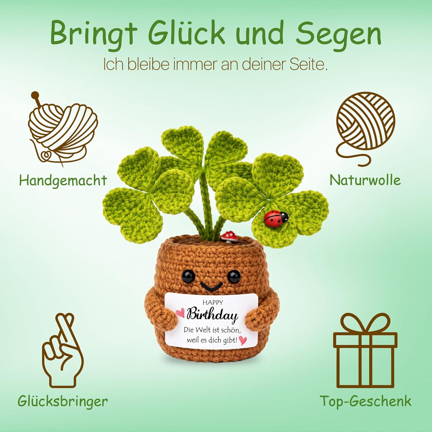 Thumbnail 3 de Farbeele positiver Pflanze & Glücksbringer-Schlüsselanhänger (Pocket Hug) – Geburtstagsgeschenk für Frauen und Männer
