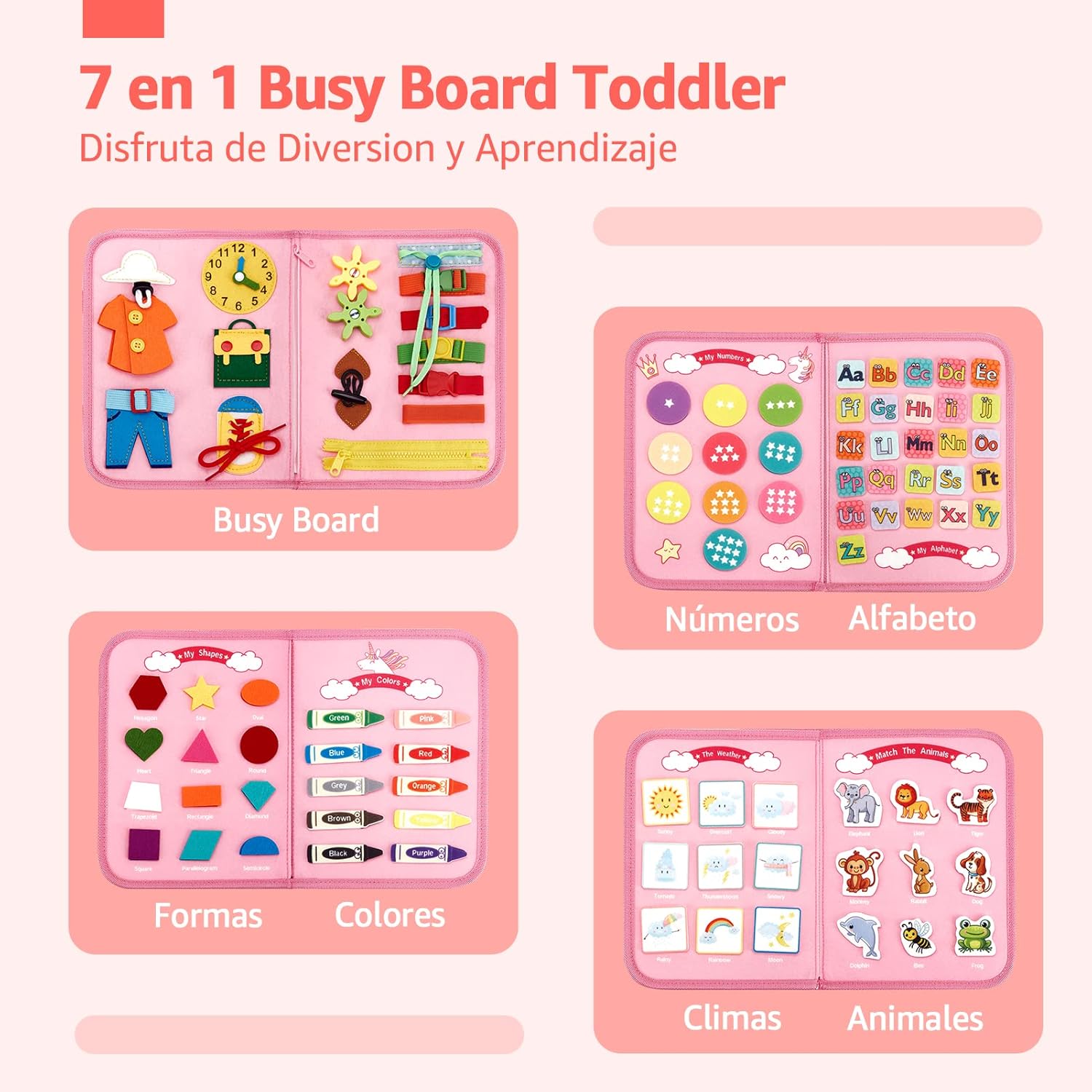 Detalle 2 de hahaland Busy Board Juguetes Montessori para Niños