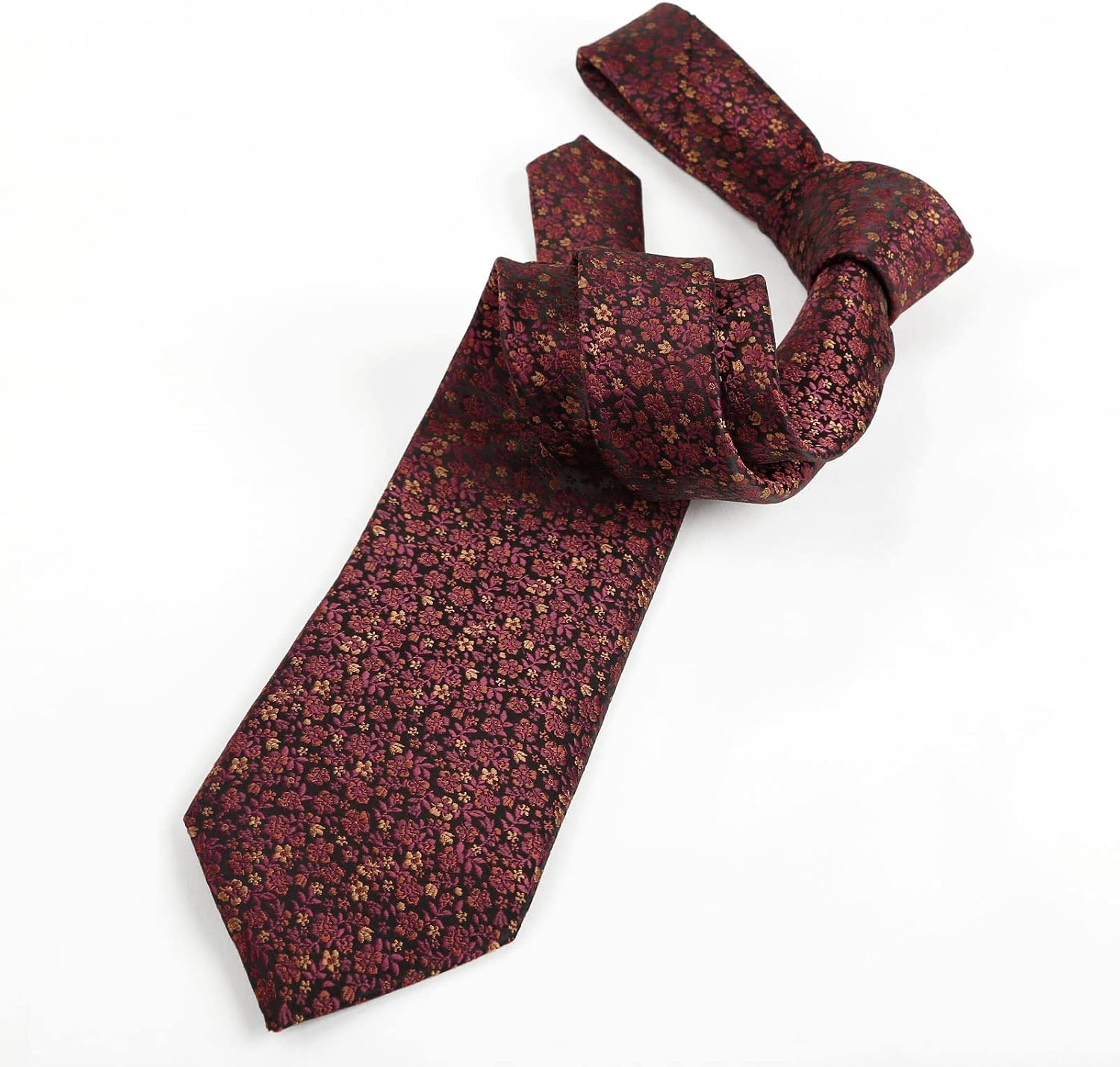 Detalle de Alizeal Floral Patterned Tie with Pocket Square Set (8cm) – Floral Wedding & Party Accessory