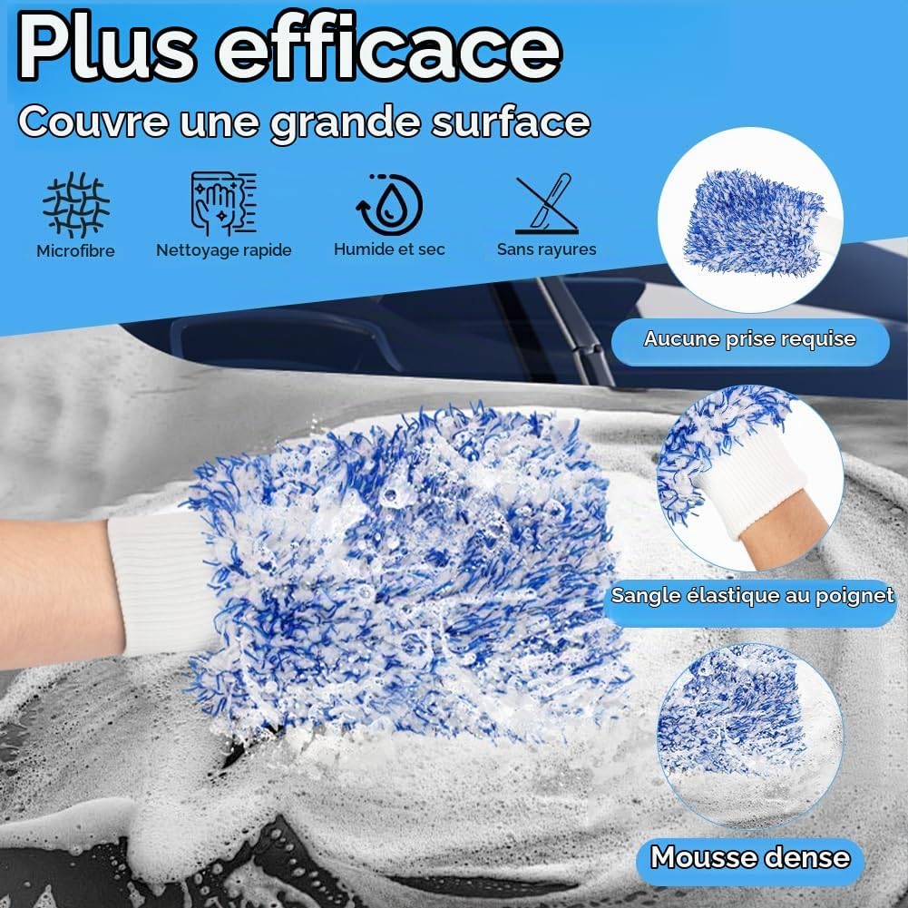 Detalle 2 de vsshe U10-SHRST250311-FBA microvezel-autowashandschoenen, 2 stuks, dubbelzijdig