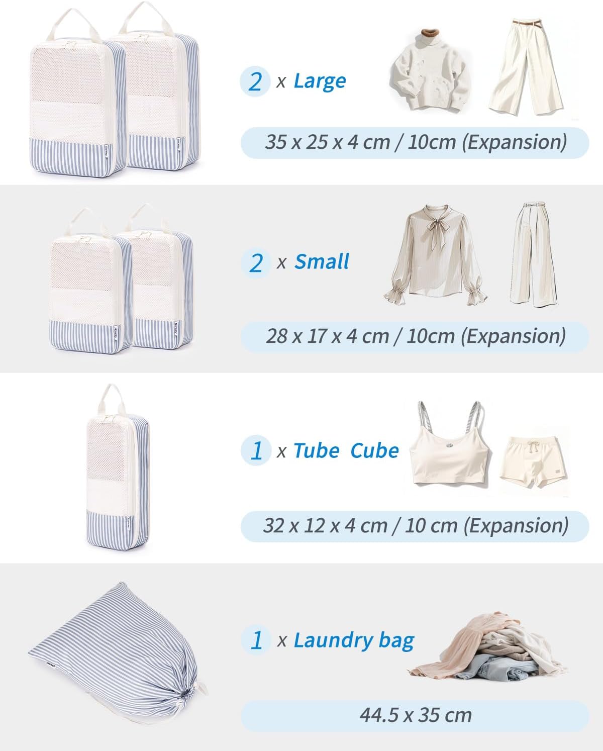 Thumbnail 2 de Narwey 6-set compression packing cubes for travel