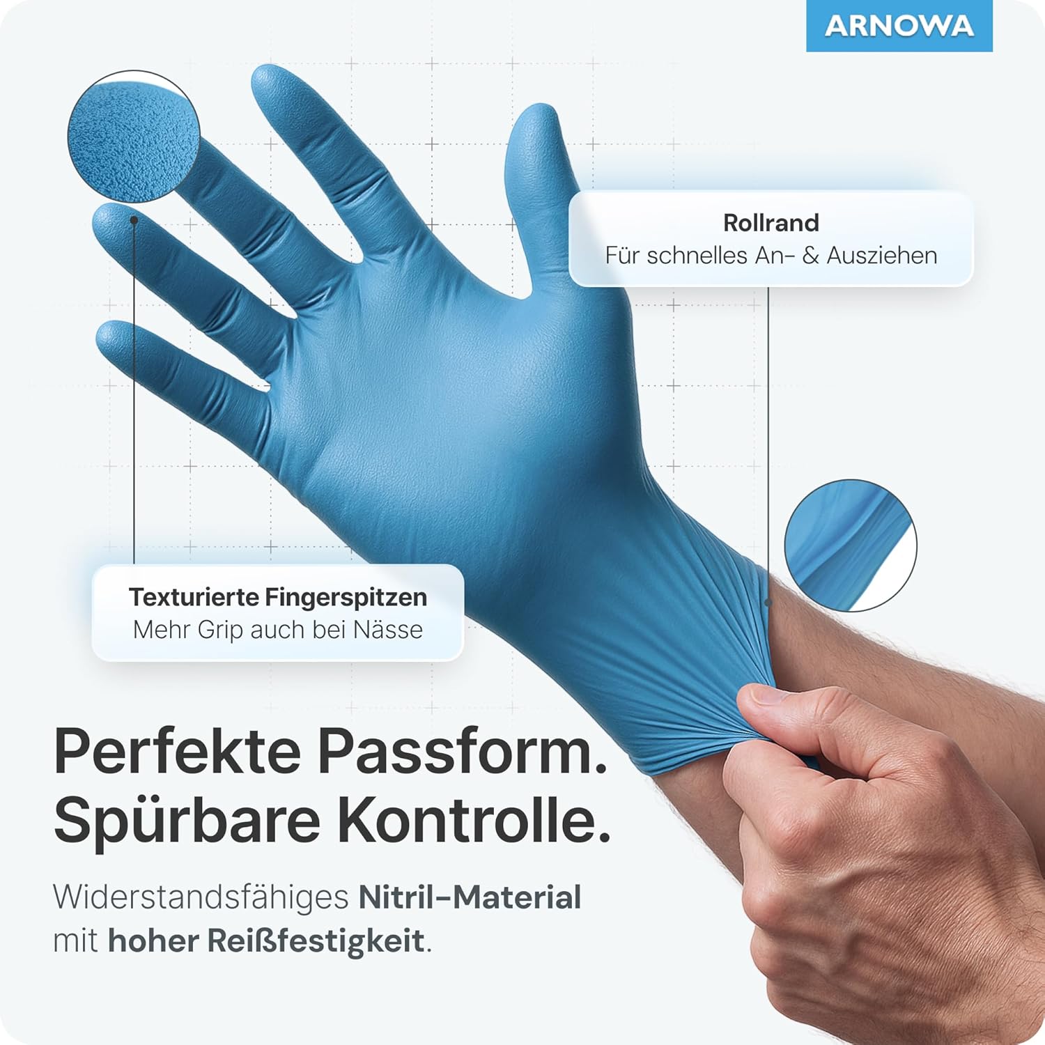 Thumbnail 1 de ARNOMED Nitril Einweghandschuhe Blau – 100 Stk., Größe XS–XXL, puderfrei & latexfrei