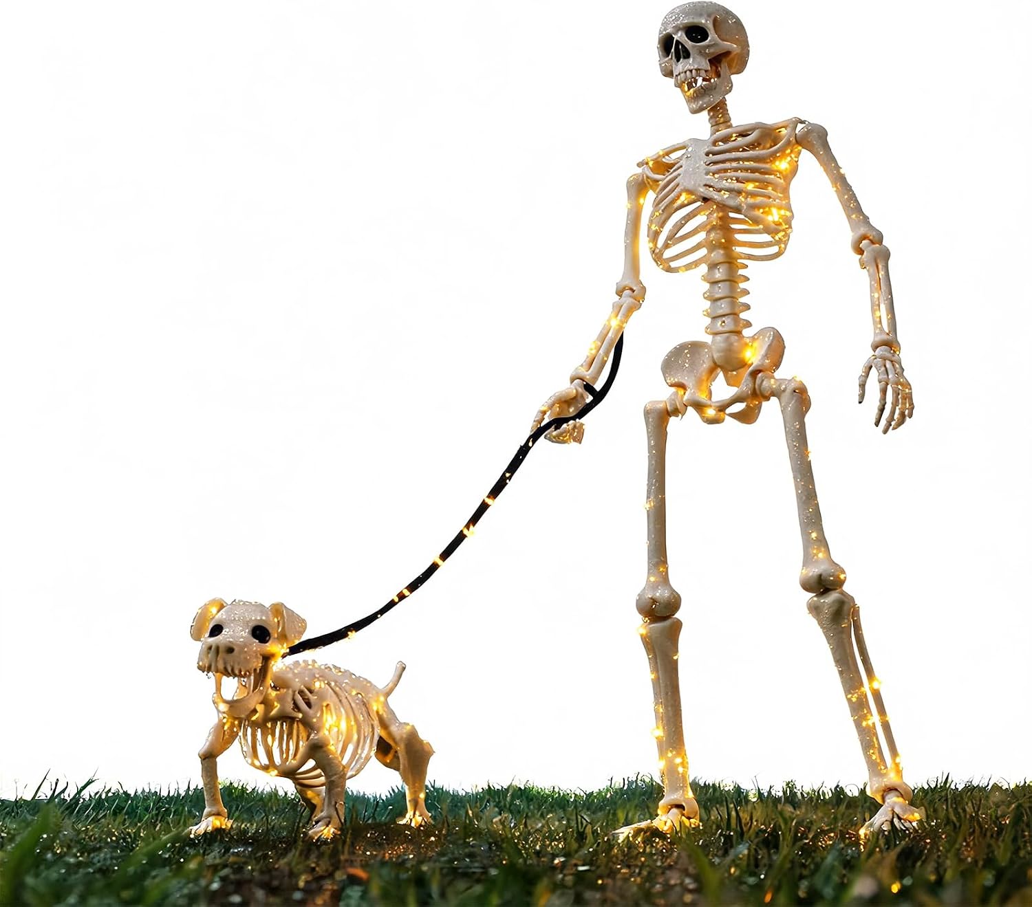 Detalle 2 de UZYZMS Skeleton-Human-Dog Lighted Halloween Skeleton Set with 2 Light Strings