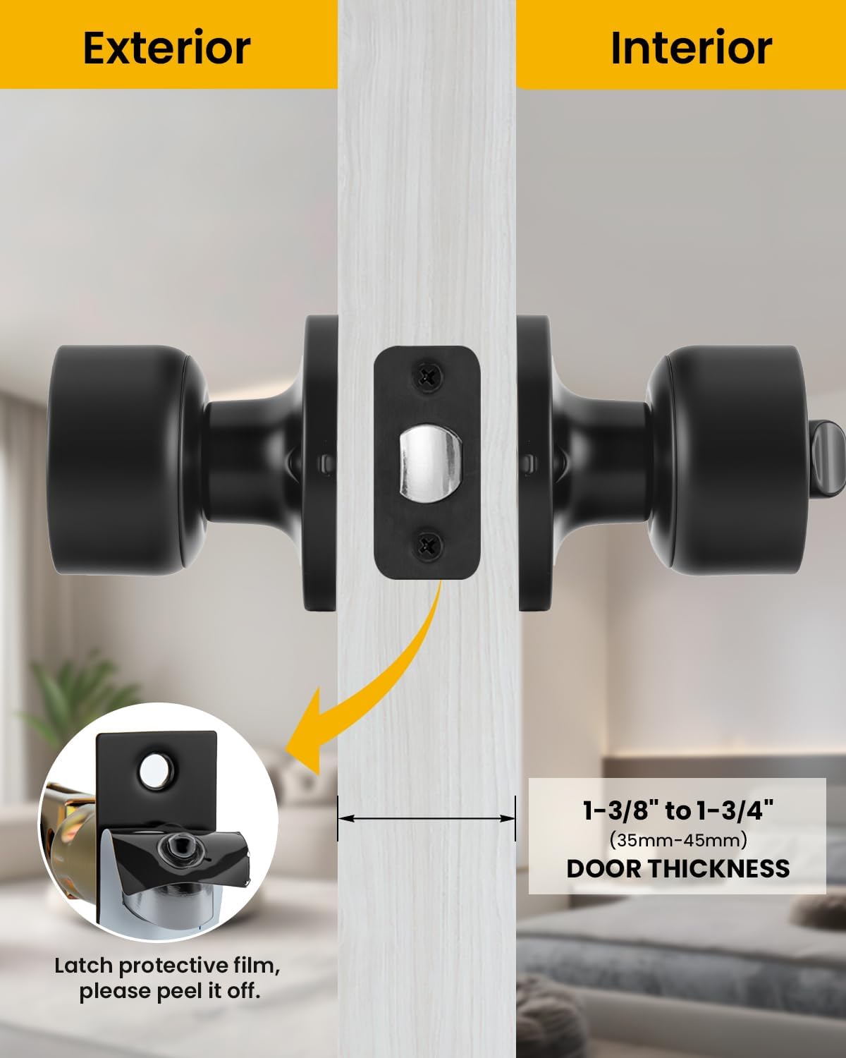 Thumbnail 4 de Goldenwarm Keyed Entry Door Knob 6-Pack