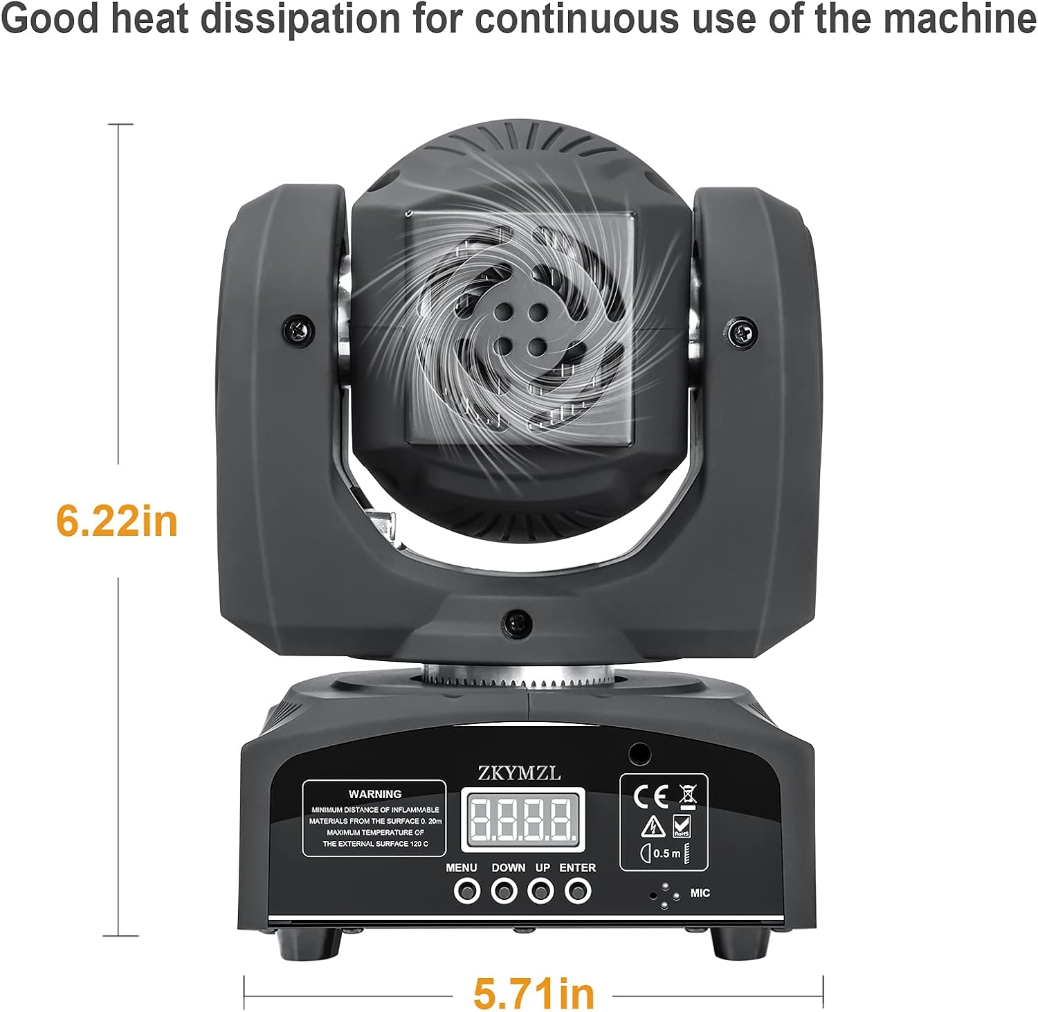 Detalle de ZKYMZL RYON-68EU rörligt LED-scenljus, 60 W med DMX512