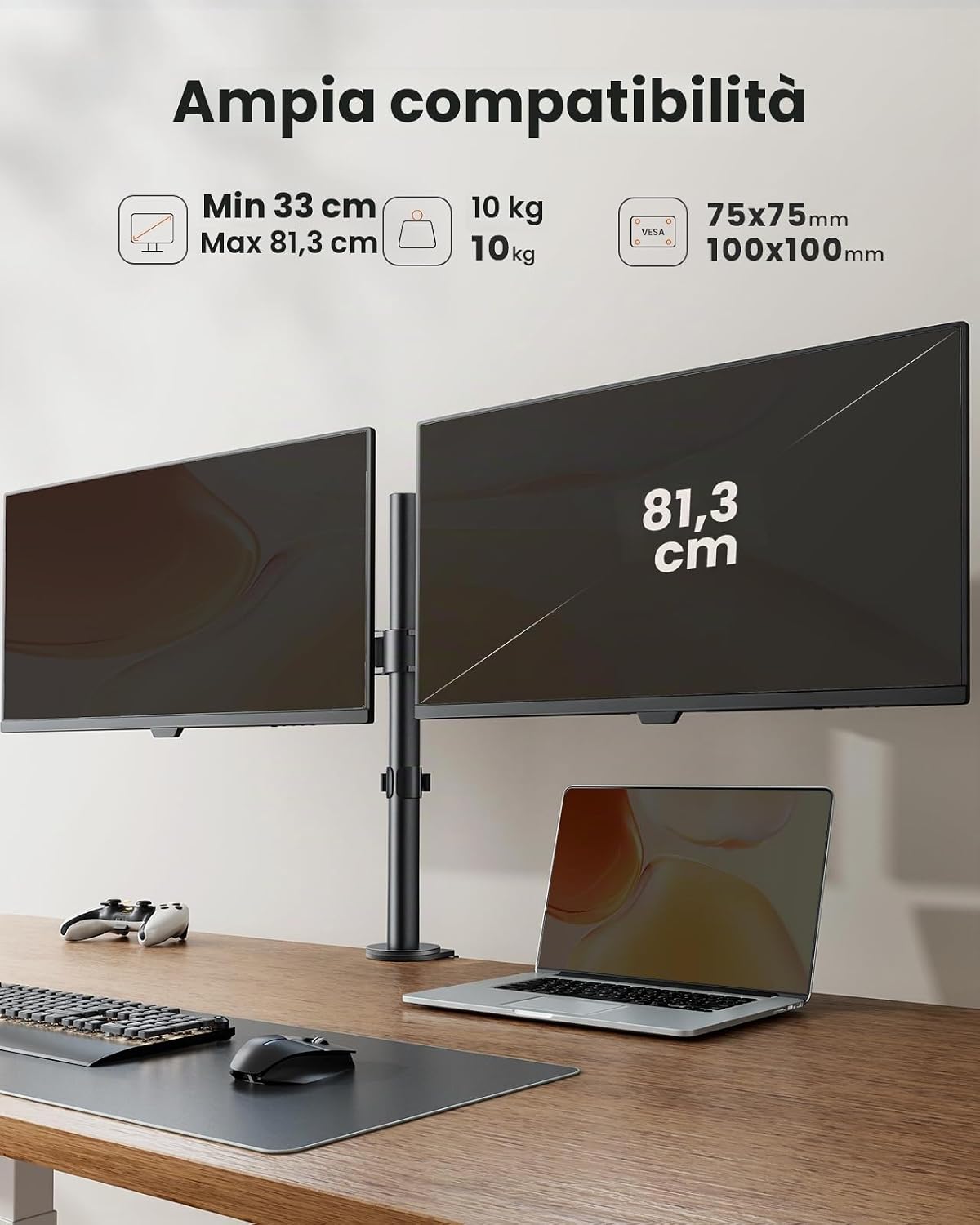 Detalle de ErGear supporto doppio monitor 32 pollici