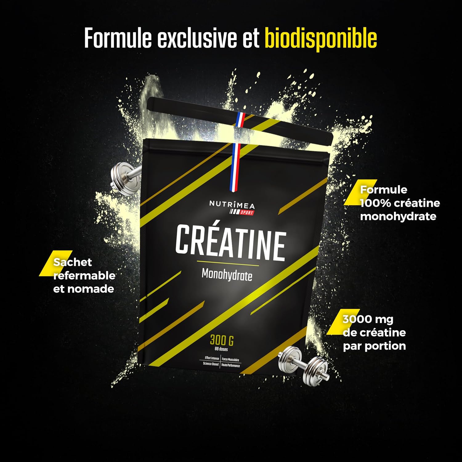 Thumbnail 3 de Creatine Monohydrate 300 g – Laboratoires Nutrimea, 100% Pure