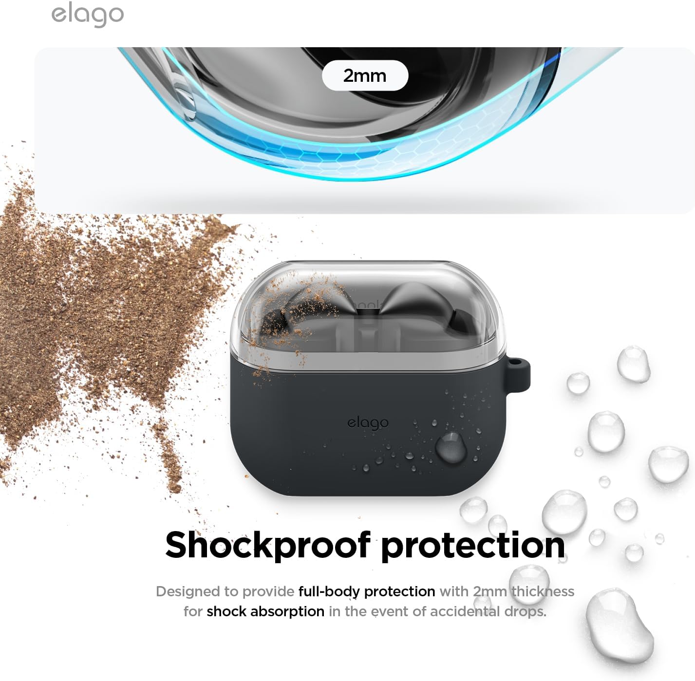 Thumbnail 3 de elago Coque Duo en silicone premium + TPU compatible Samsung Galaxy Buds 3, 3 Pro & 3 FE (noir) avec mousqueton