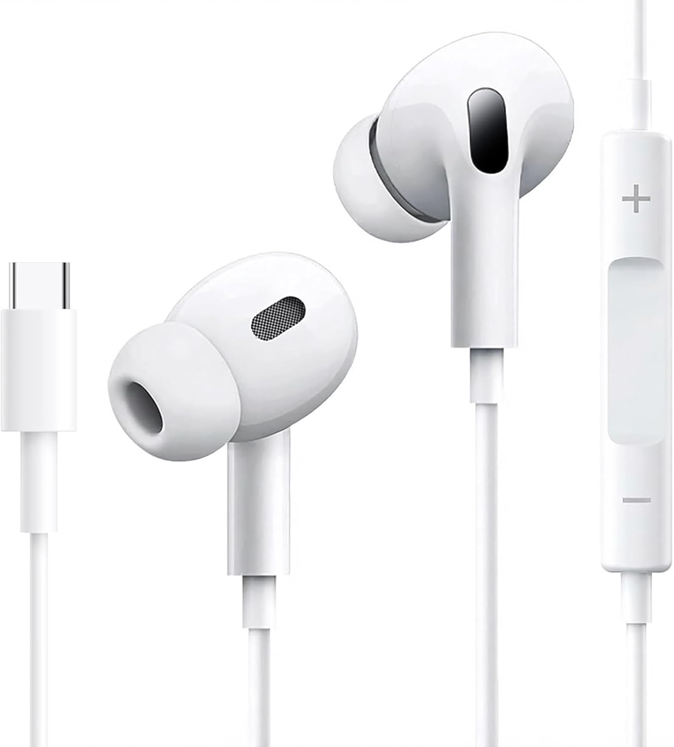 Detalle de USB-C Kopfhörer mit Kabel für iPhone 15/16/17 Pro Max & iPad Pro – In-Ear, Mikrofon, Lautstärkeregler, USB-C